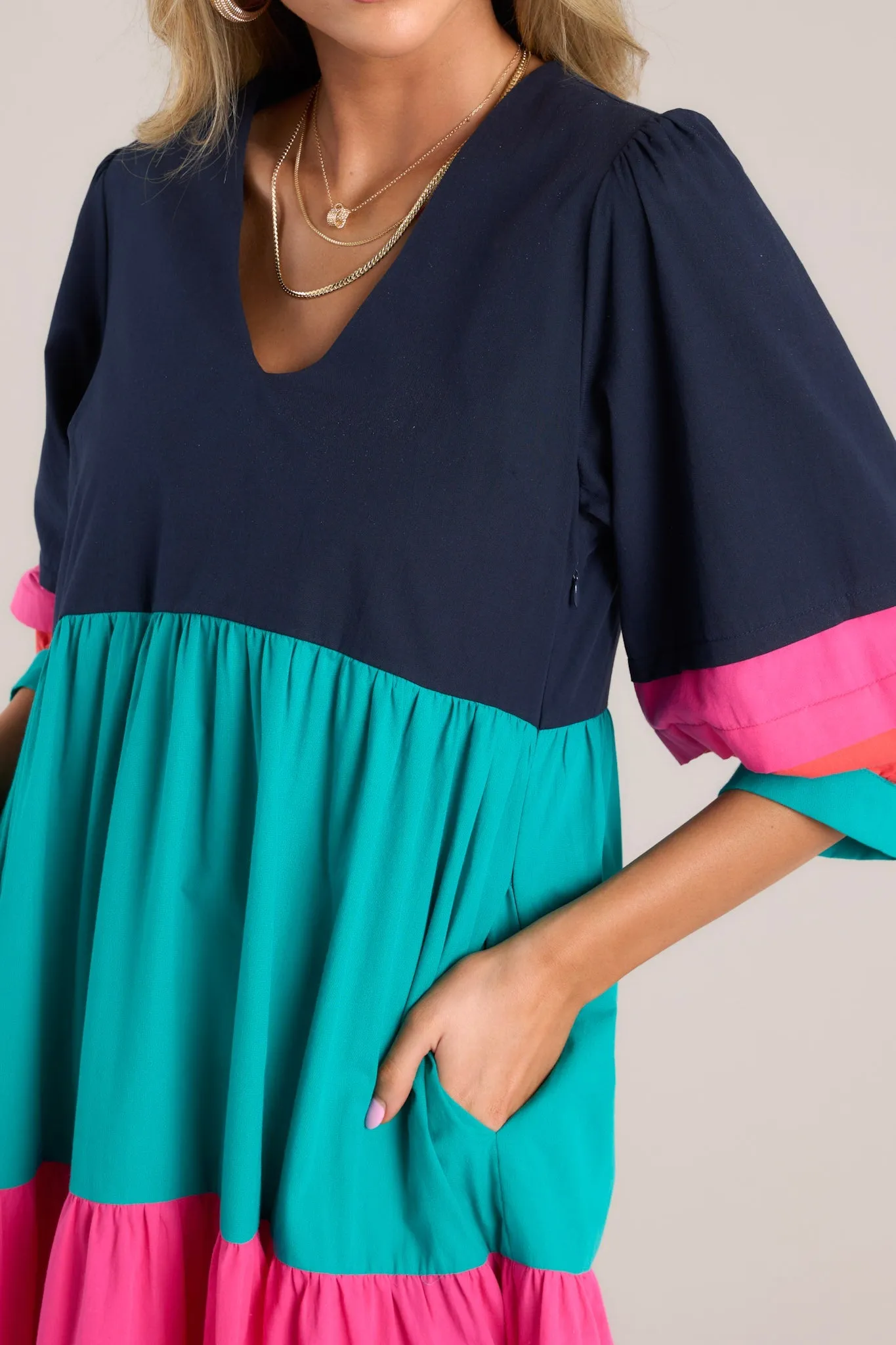 Destined To Impress Navy Multi Midi Dress
