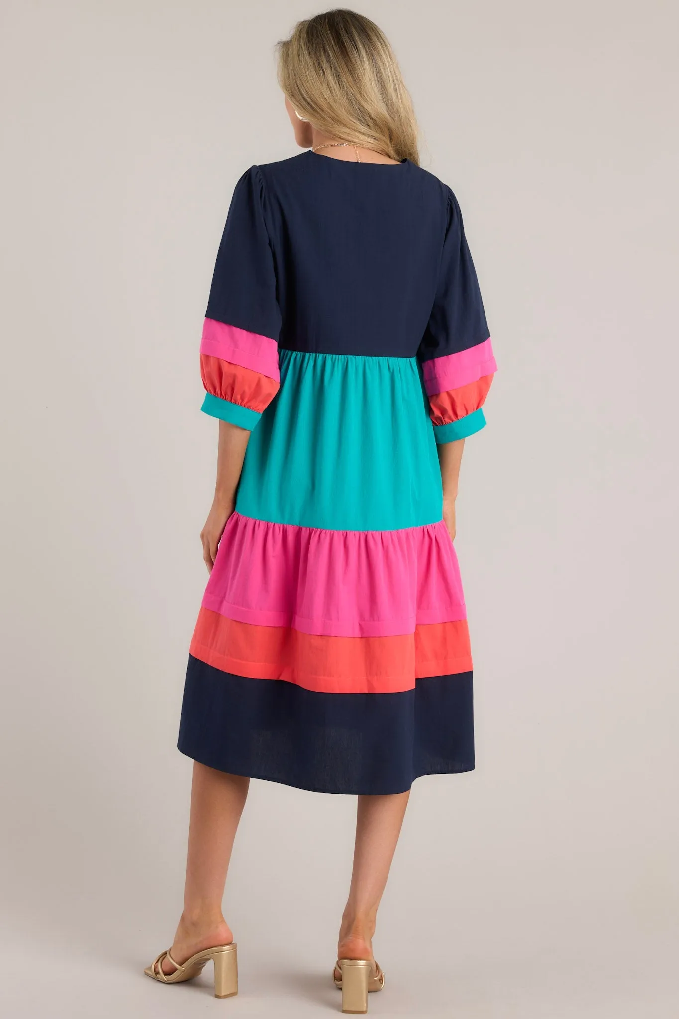Destined To Impress Navy Multi Midi Dress