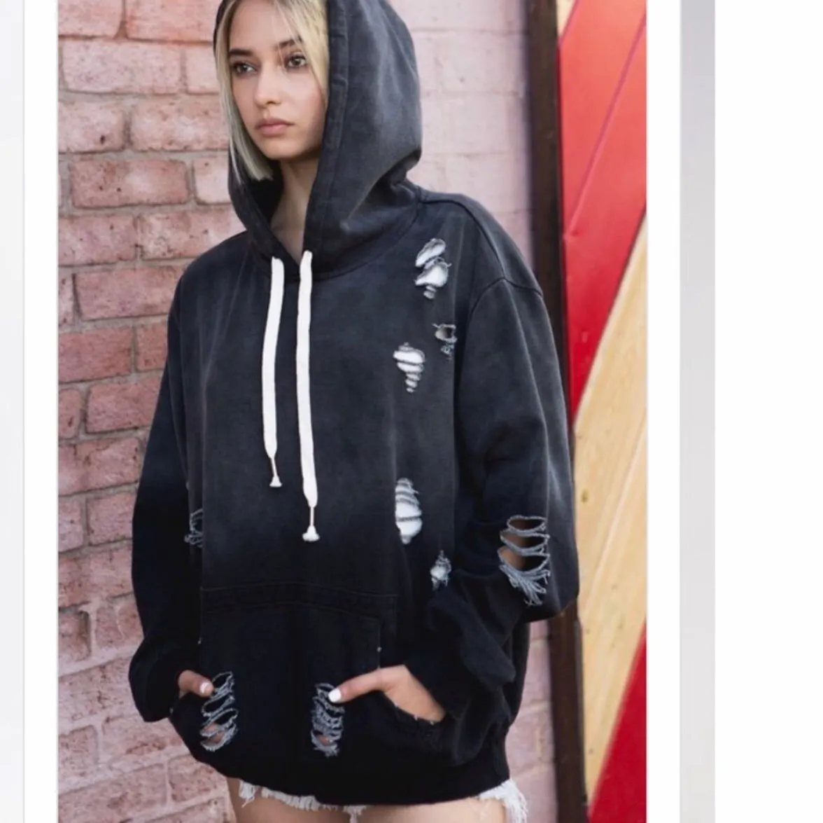 Distressed Hoody Oatmeal