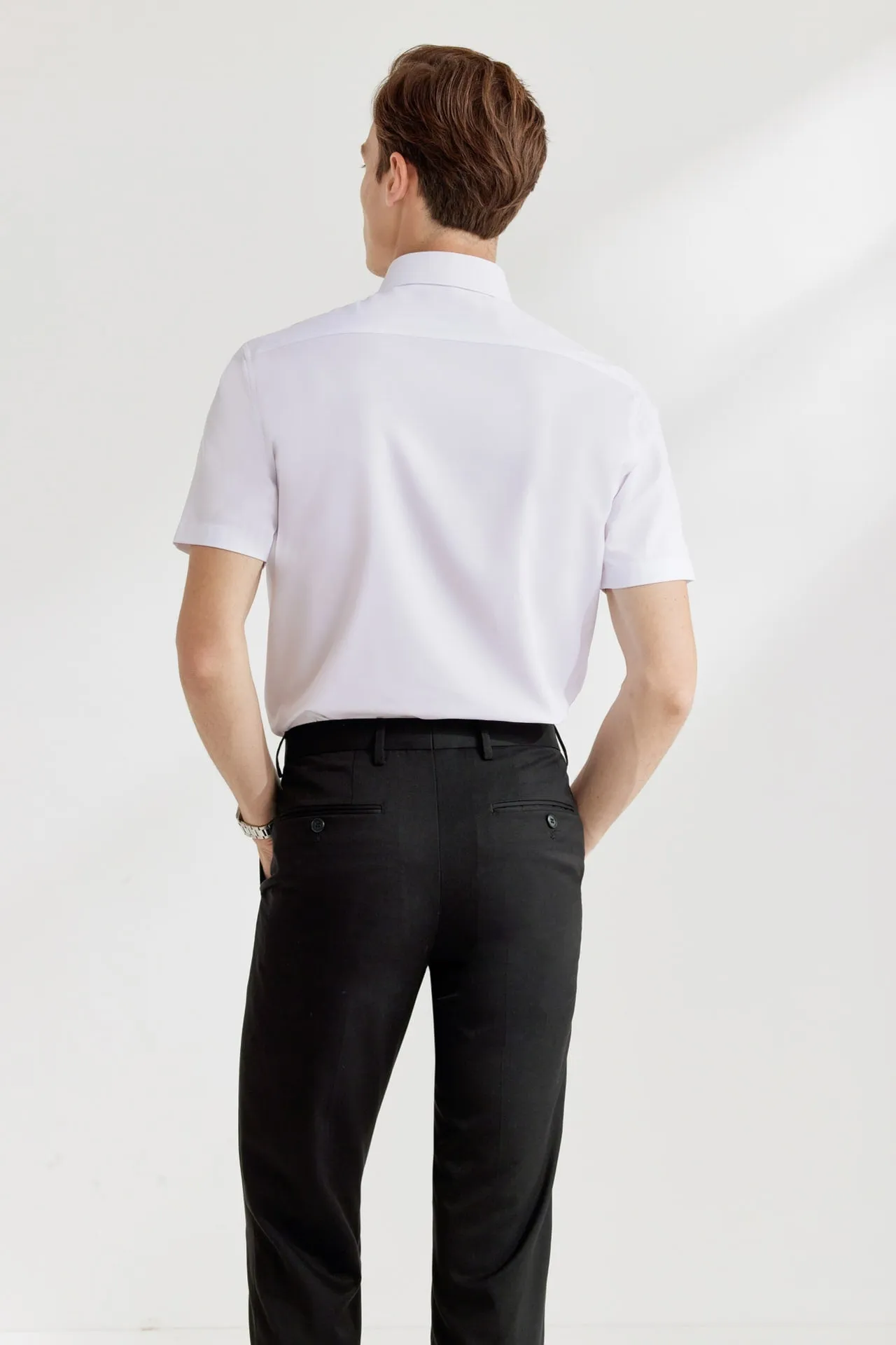 Dry Wicking & Stretch Poplin Shirt in Smart Fit Short Sleeve with Chest Pocket