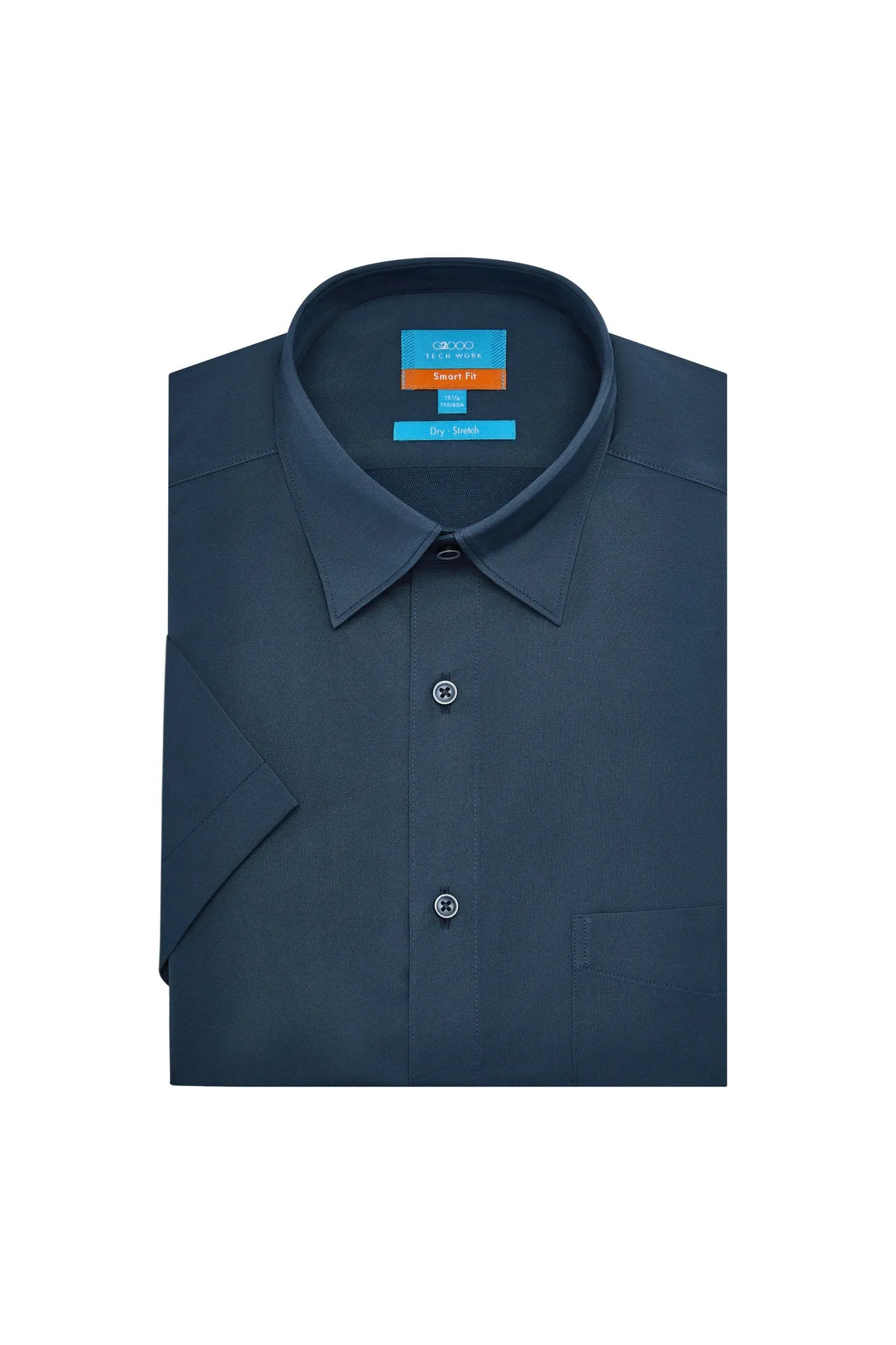 Dry Wicking & Stretch Poplin Shirt in Smart Fit Short Sleeve with Chest Pocket