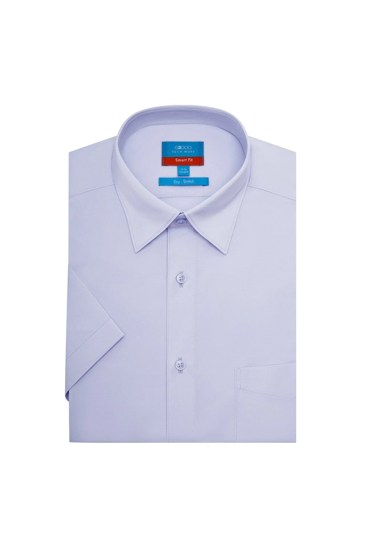 Dry Wicking & Stretch Poplin Shirt in Smart Fit Short Sleeve with Chest Pocket