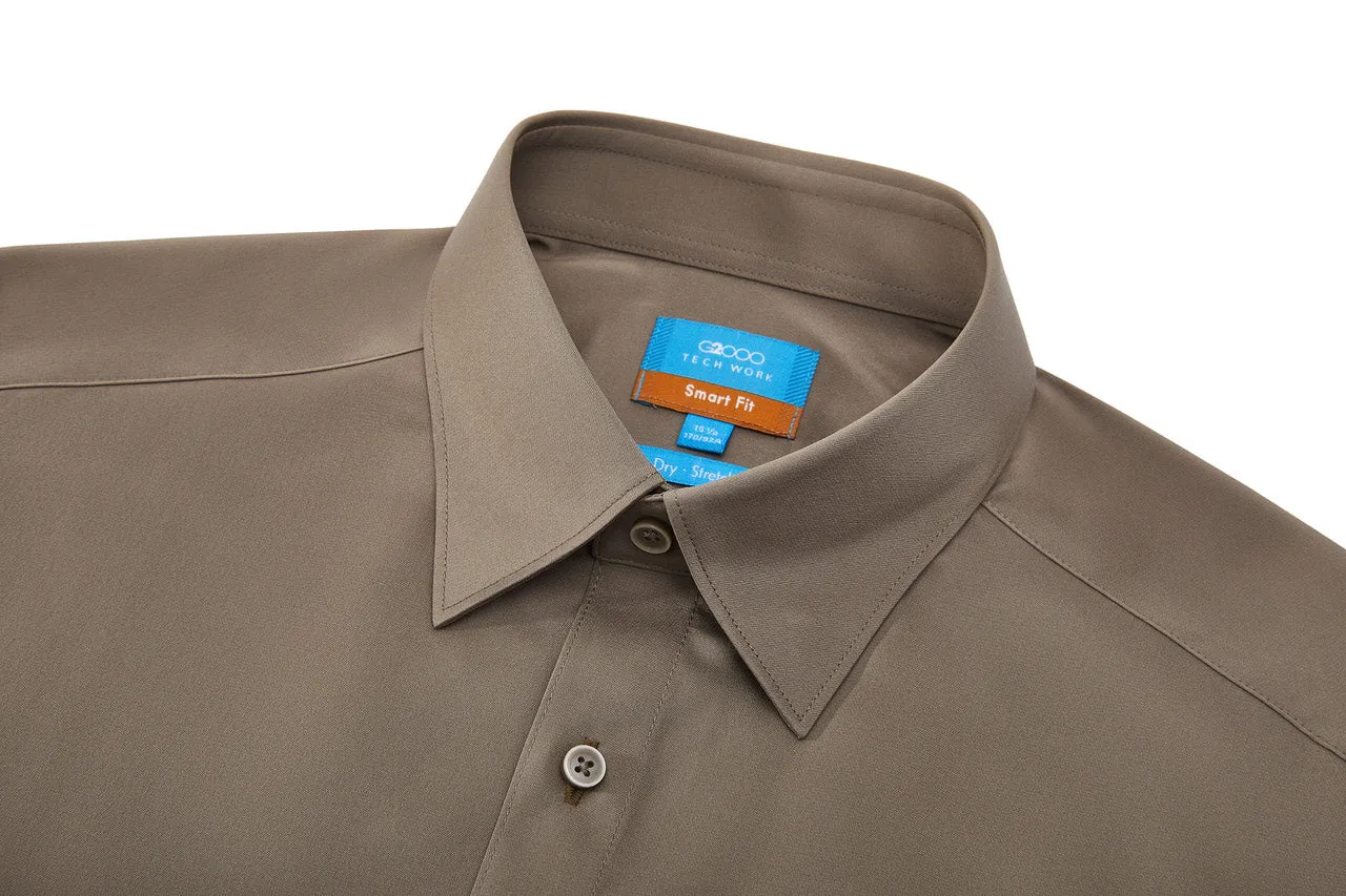 Dry Wicking & Stretch Poplin Shirt in Smart Fit Short Sleeve with Chest Pocket