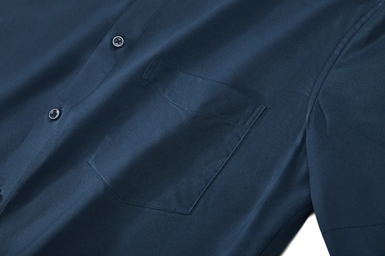 Dry Wicking & Stretch Poplin Shirt in Smart Fit Short Sleeve with Chest Pocket