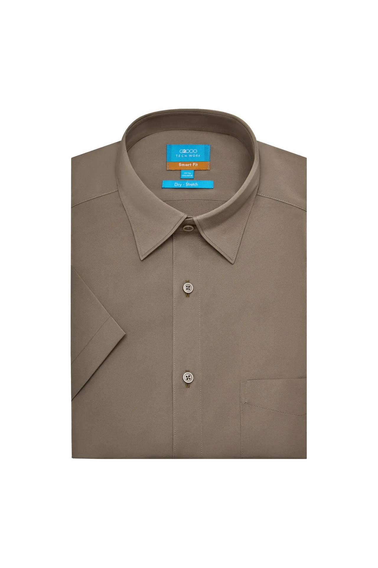 Dry Wicking & Stretch Poplin Shirt in Smart Fit Short Sleeve with Chest Pocket