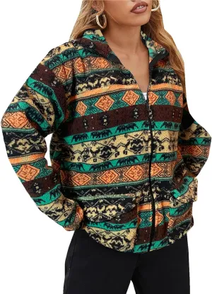 EARKOHA Womens 2024 Winter Coat Cow Print Fashion Zip Up Faux Fur Sherpa Jacket Warm Fleece Oversized Outwear with Pockets