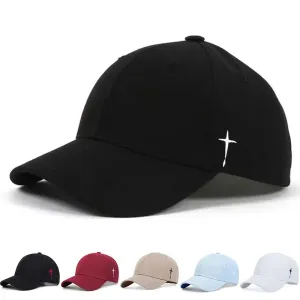 Embroidered Unisex Baseball Cap Simple Cross Water Drop Design Adjustable for Spring Autumn Outdoor Wear Sun Protection Hat