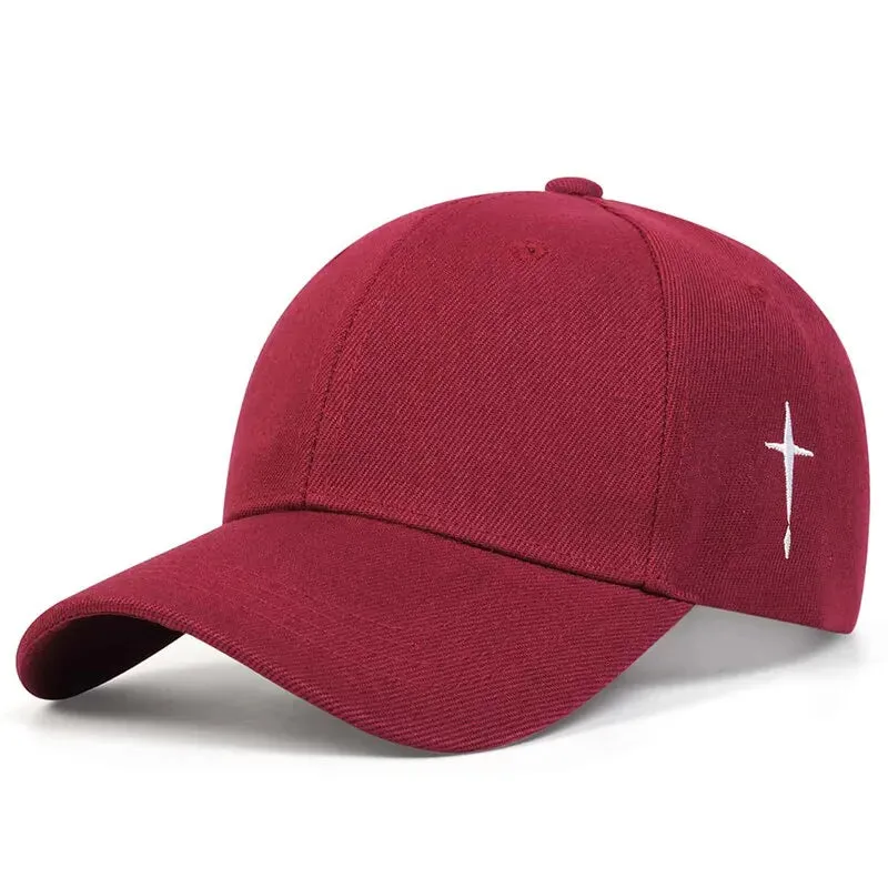 Embroidered Unisex Baseball Cap Simple Cross Water Drop Design Adjustable for Spring Autumn Outdoor Wear Sun Protection Hat