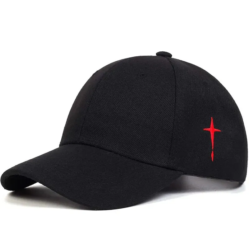 Embroidered Unisex Baseball Cap Simple Cross Water Drop Design Adjustable for Spring Autumn Outdoor Wear Sun Protection Hat