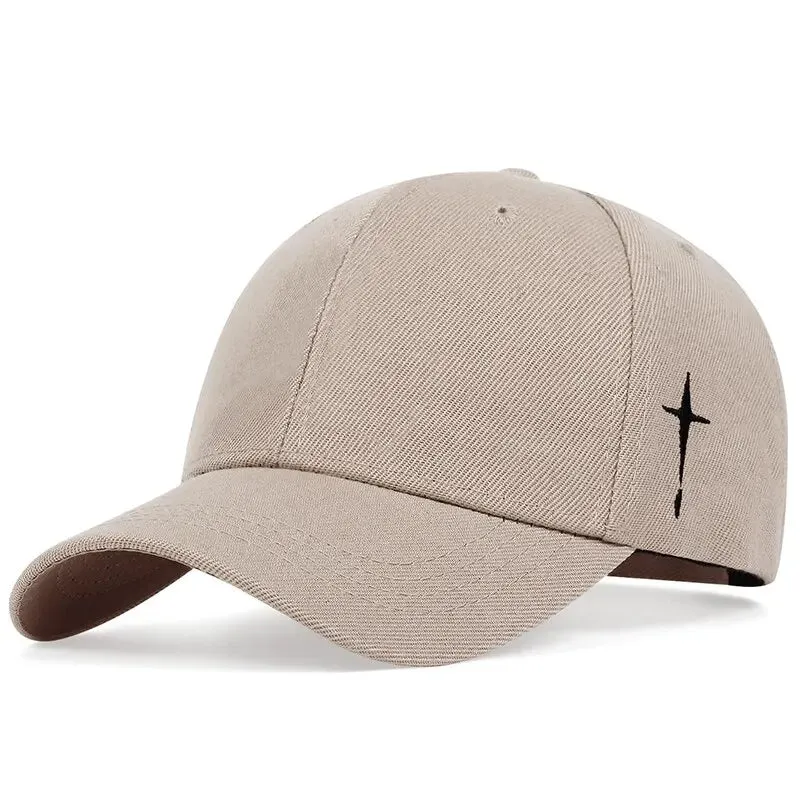 Embroidered Unisex Baseball Cap Simple Cross Water Drop Design Adjustable for Spring Autumn Outdoor Wear Sun Protection Hat