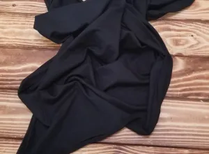 End of Bolt: 2-1/4th yards of Designer Deadstock Rayon Wool Slub Stretch Jersey Black 5.5oz Knit- remnant