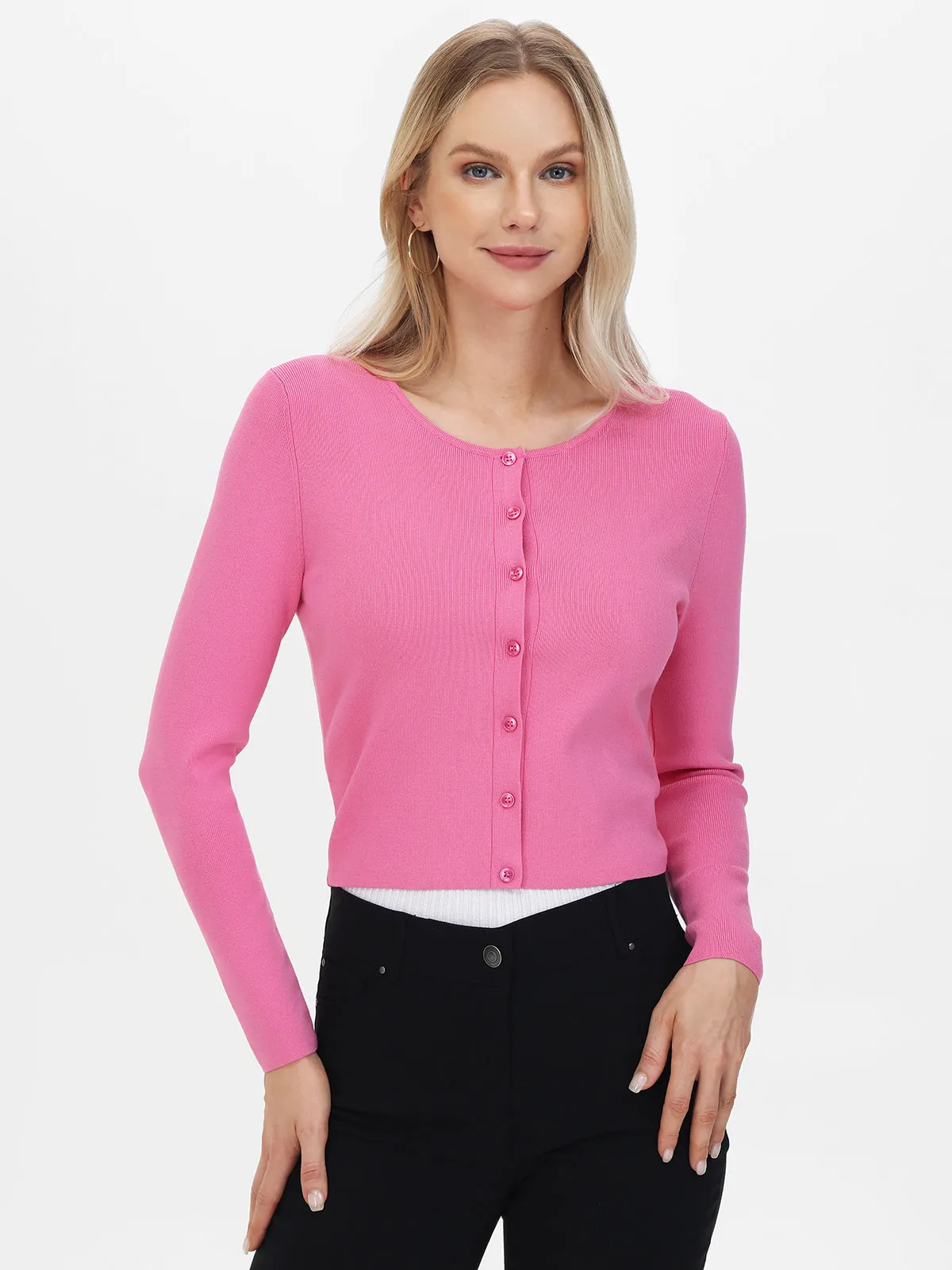 Eva: Cropped Crewneck Cardigan