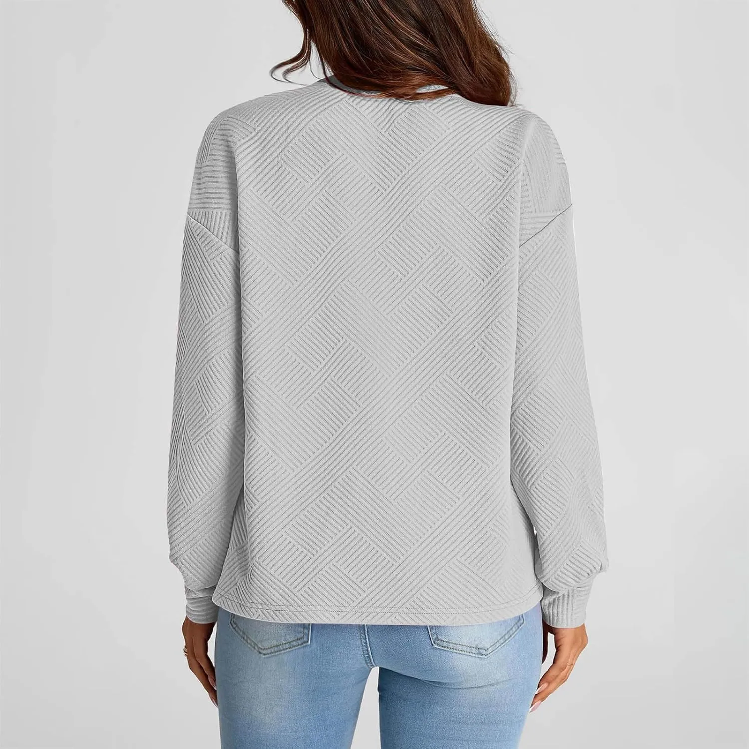 Fall Fashion Sweatshirts For Women 2024 Long Sleeve Crew Neck Sweatshirt Casual Loose Textured Pullover Tops