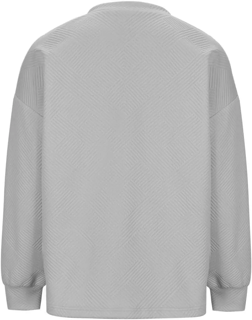 Fall Fashion Sweatshirts For Women 2024 Long Sleeve Crew Neck Sweatshirt Casual Loose Textured Pullover Tops