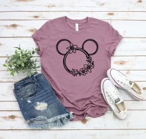 Floral Scribble Mickey Adult T Shirt - Mickey Mouse T Shirt - Epcot Flower and Garden Festival Shirt