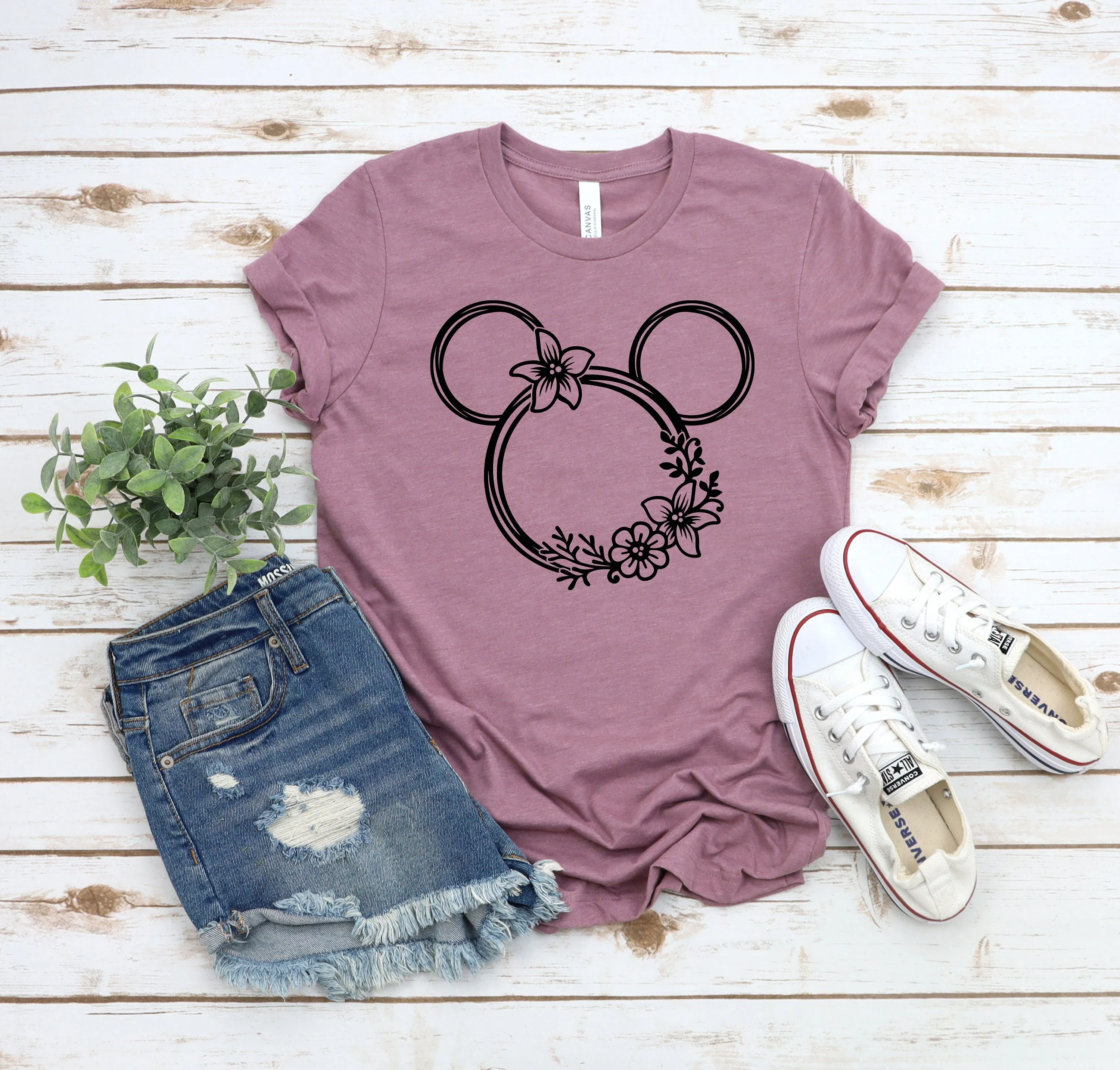 Floral Scribble Mickey Adult T Shirt - Mickey Mouse T Shirt - Epcot Flower and Garden Festival Shirt