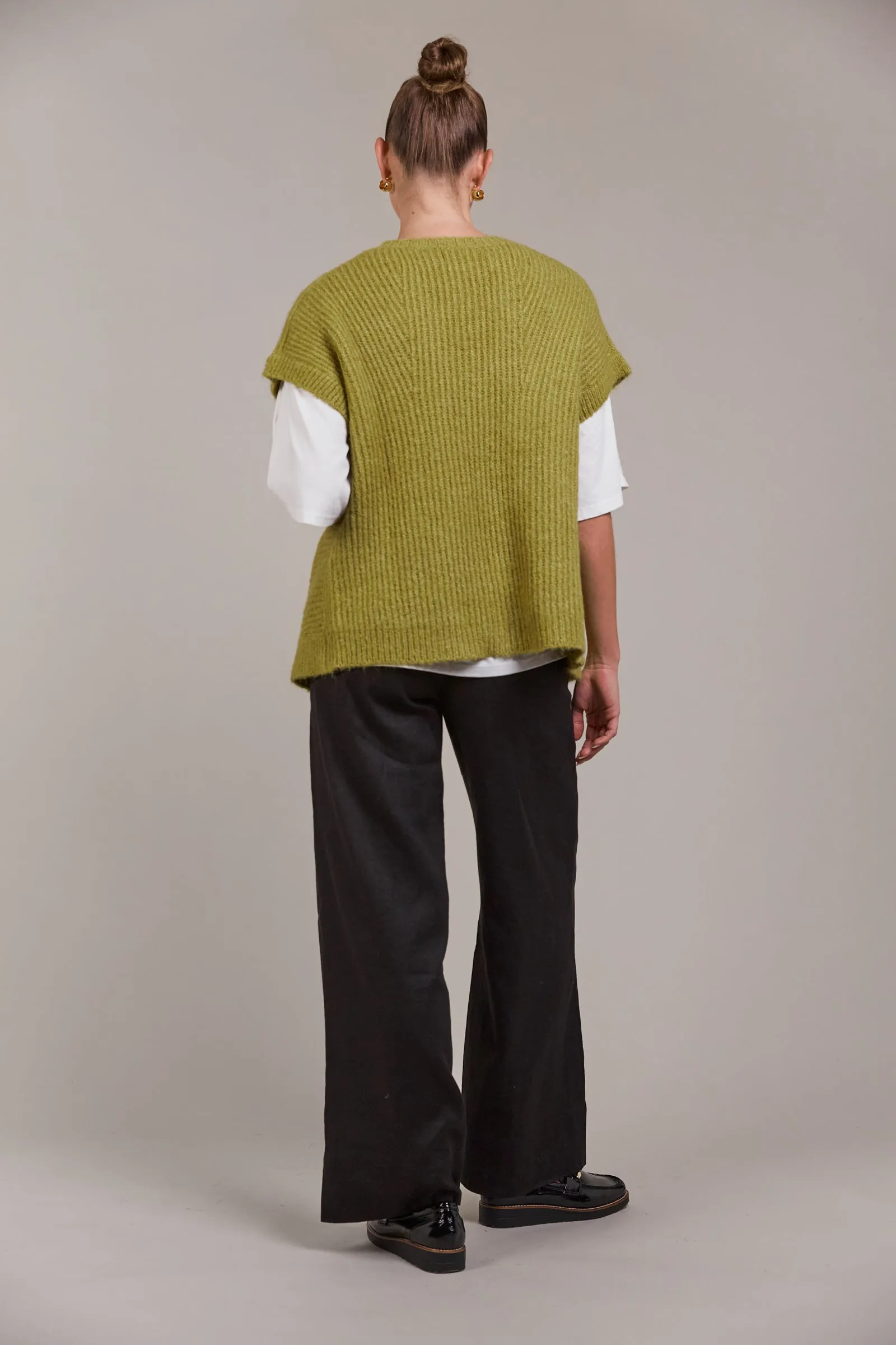FOLIE BUTTON VEST - CHARTREUSE