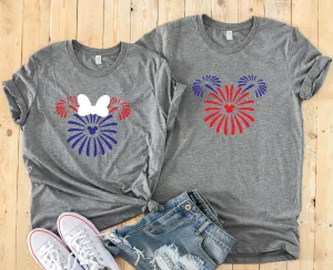 Fourth Of July Couples T Shirts- Mickey and Minnie - Celebrate America - Independence Day - Disney Matching Set