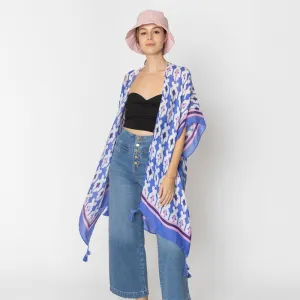 Geometric Shape Printed Kimono With Tassel Details
