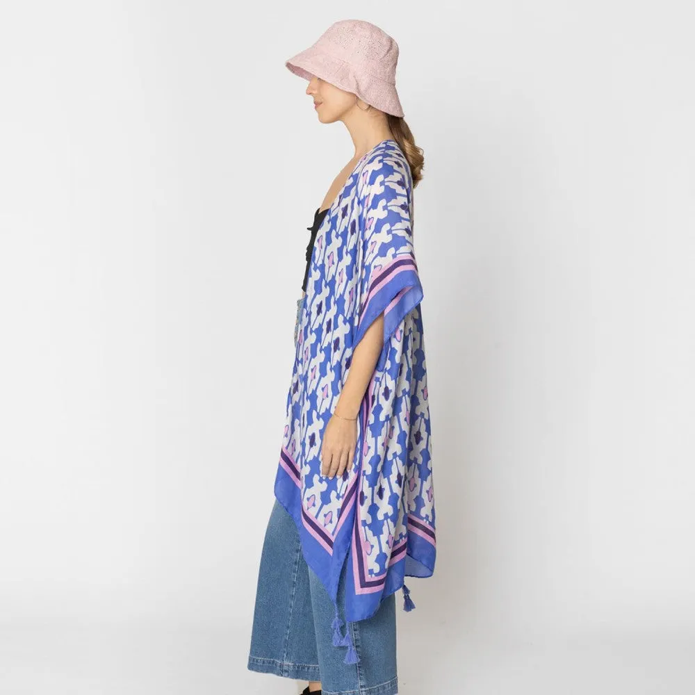 Geometric Shape Printed Kimono With Tassel Details