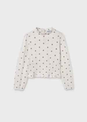 girls plissed print top