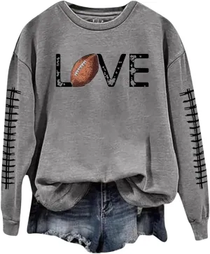 GOFULY Football Sweatshirts For Women Lightweight Game Day Shirts Long Sleeve Fall Sweatshirts 2024 Crewneck Outfits Tops