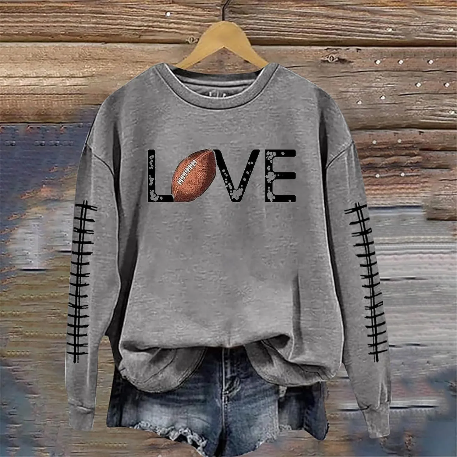 GOFULY Football Sweatshirts For Women Lightweight Game Day Shirts Long Sleeve Fall Sweatshirts 2024 Crewneck Outfits Tops