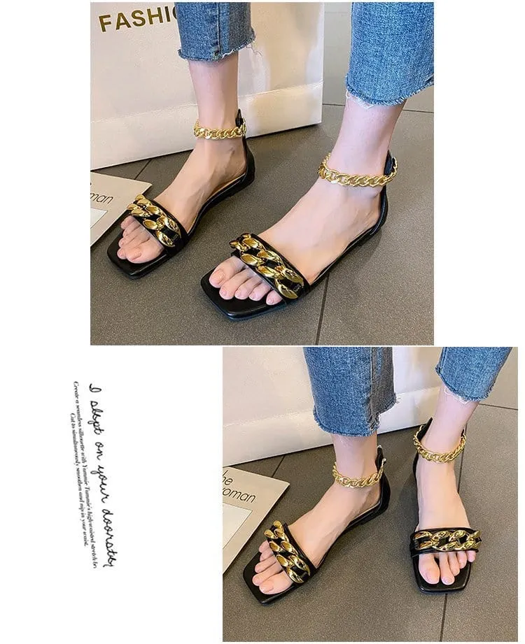Gold Chain Ankle Strap Sandal