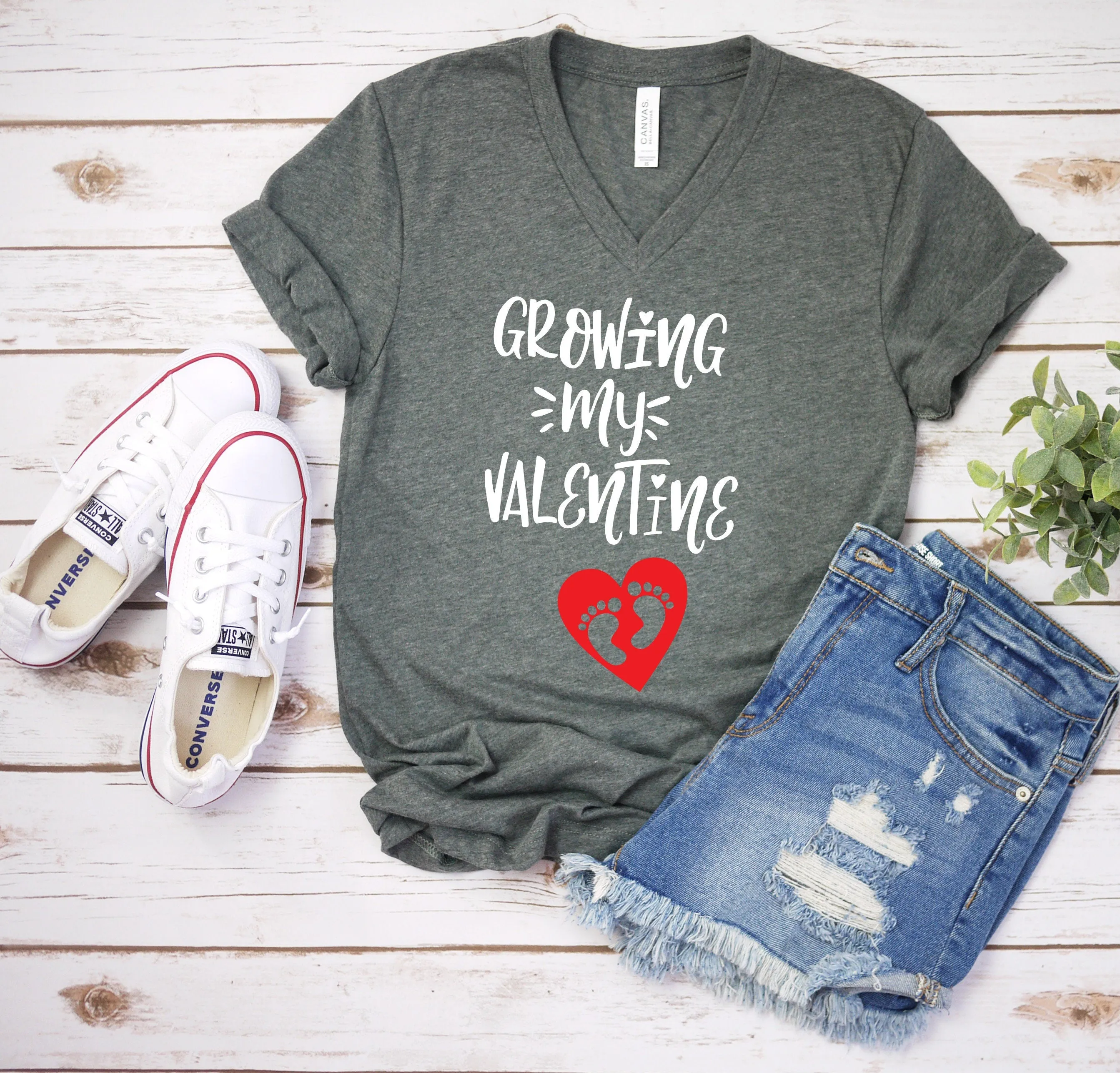 Growing My Valentine T Shirt - Baby Announcement Shirt - Valentine Baby Reveal Shirt - Valentine Mommy to Be Shirt - Valentine Mom Shirt