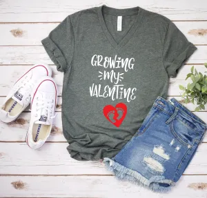 Growing My Valentine T Shirt - Baby Announcement Shirt - Valentine Baby Reveal Shirt - Valentine Mommy to Be Shirt - Valentine Mom Shirt