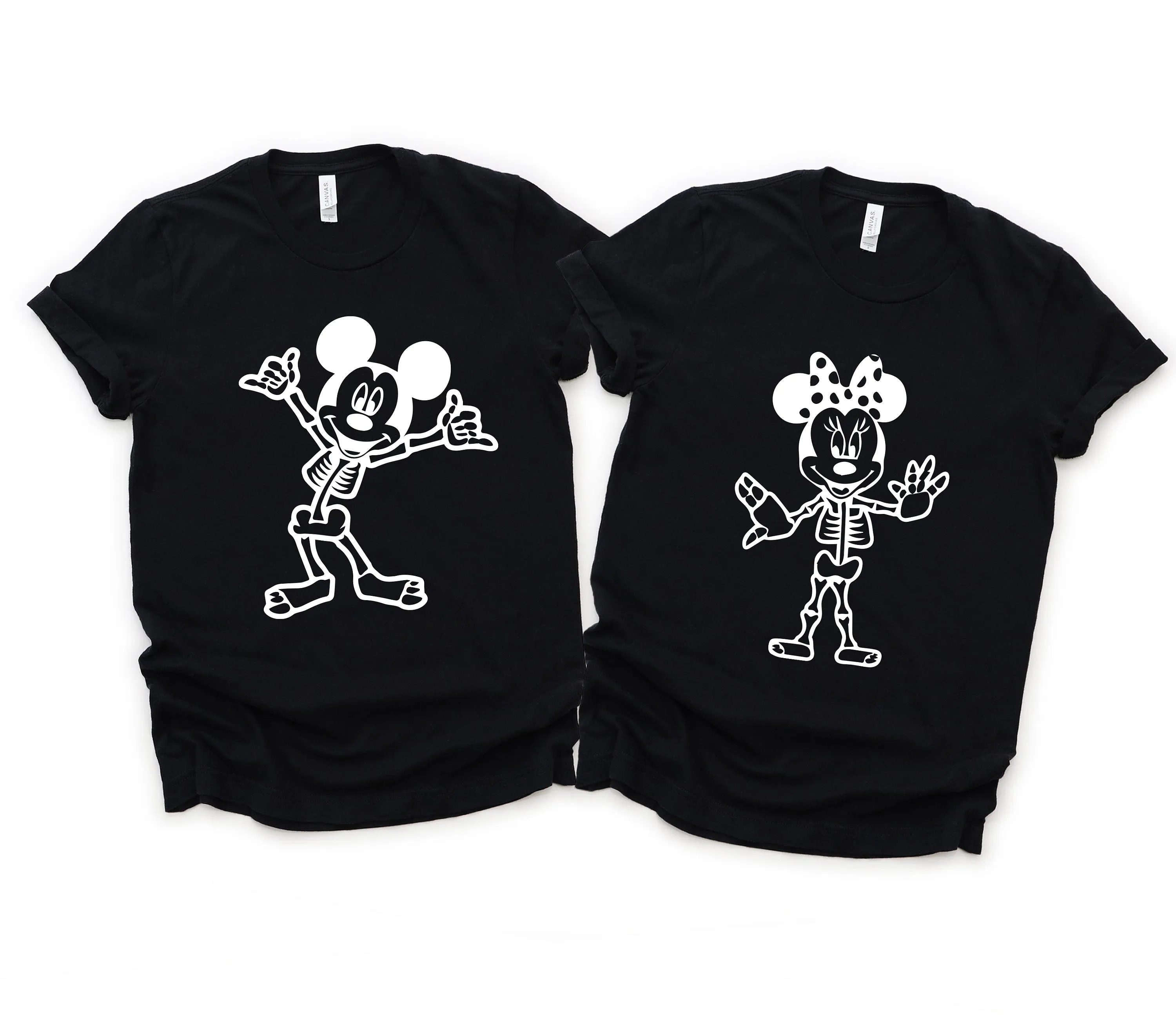 Halloween Minnie and Mickey Shirts - Disney Couples - Matching Shirts - Skeleton
