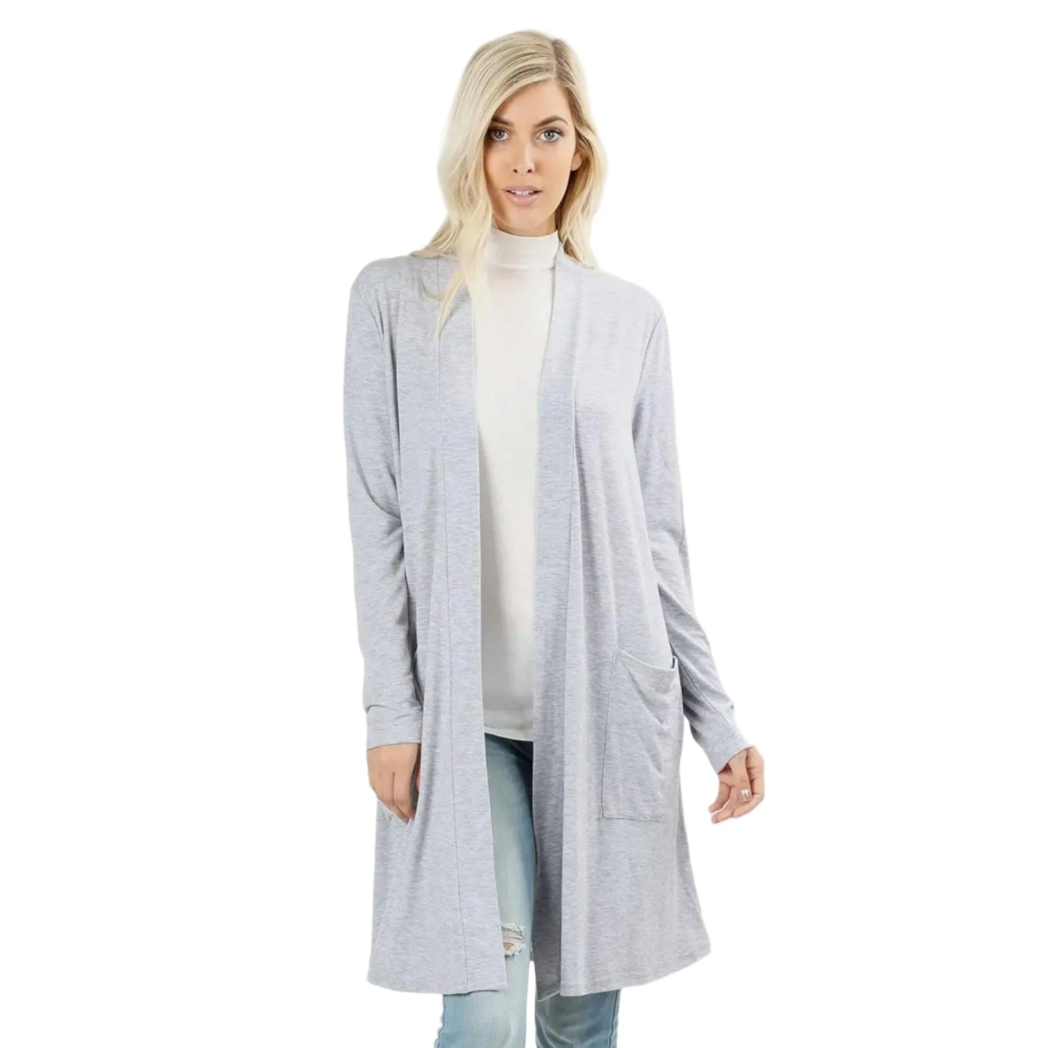 Heather Gray Thigh Length Cardigan