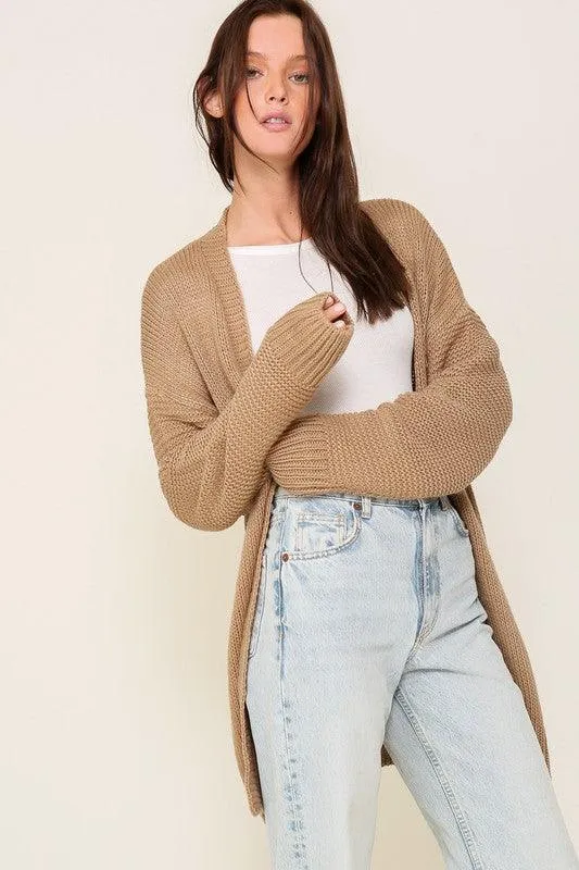 I heart you Long Sleeve Open Front Cardigan With Back Heart