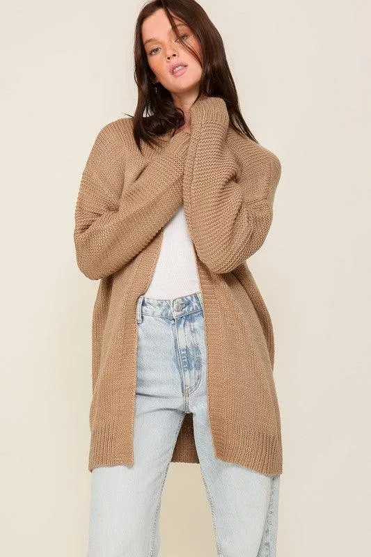 I heart you Long Sleeve Open Front Cardigan With Back Heart