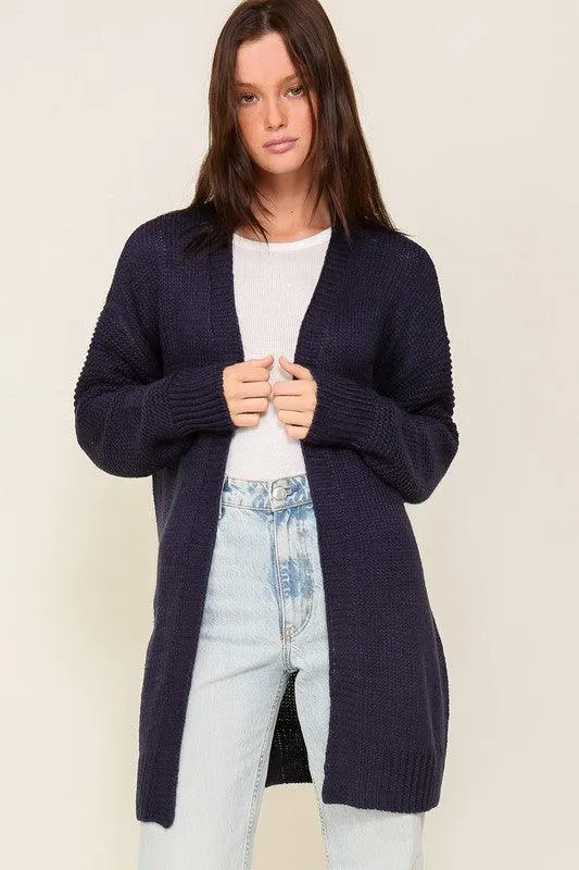 I heart you Long Sleeve Open Front Cardigan With Back Heart