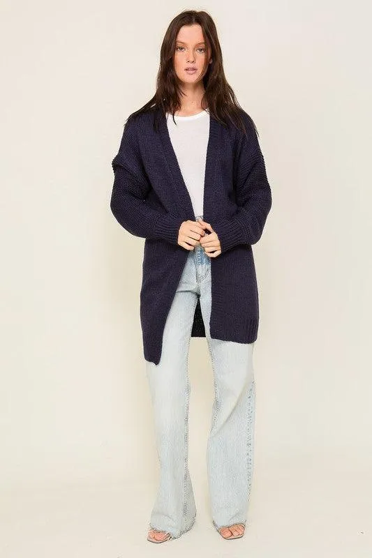 I heart you Long Sleeve Open Front Cardigan With Back Heart
