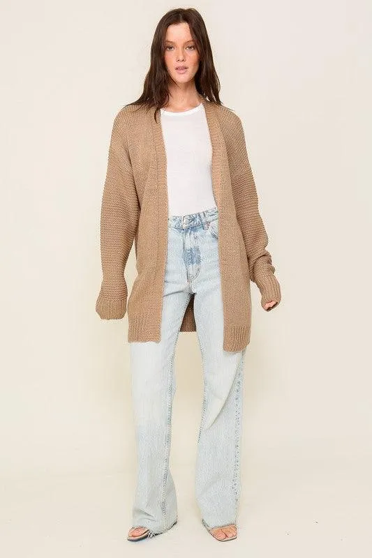 I heart you Long Sleeve Open Front Cardigan With Back Heart