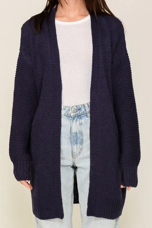 I heart you Long Sleeve Open Front Cardigan With Back Heart