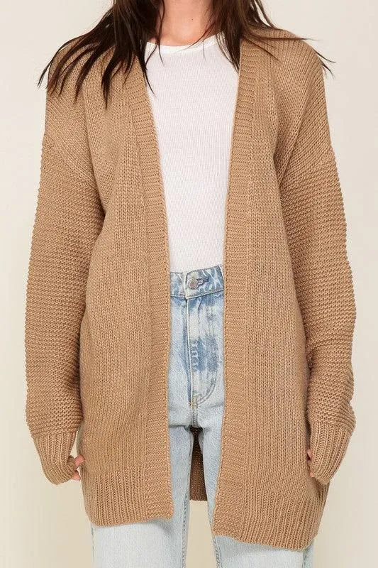 I heart you Long Sleeve Open Front Cardigan With Back Heart