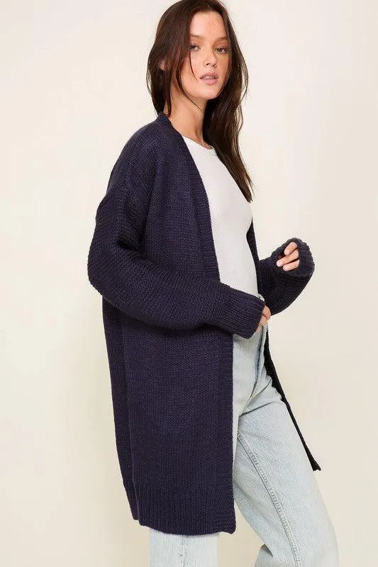 I heart you Long Sleeve Open Front Cardigan With Back Heart