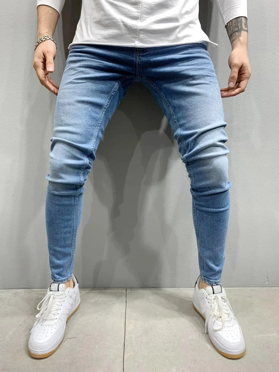 Jeans for Men Slim Fit Skinny Stretch Jeans Pants Denim Pencil Pants Casual Work Pants Comfortable Tapered Leg Trousers