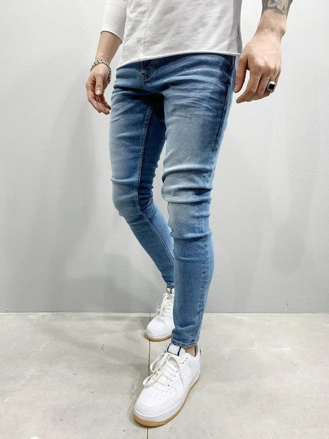 Jeans for Men Slim Fit Skinny Stretch Jeans Pants Denim Pencil Pants Casual Work Pants Comfortable Tapered Leg Trousers