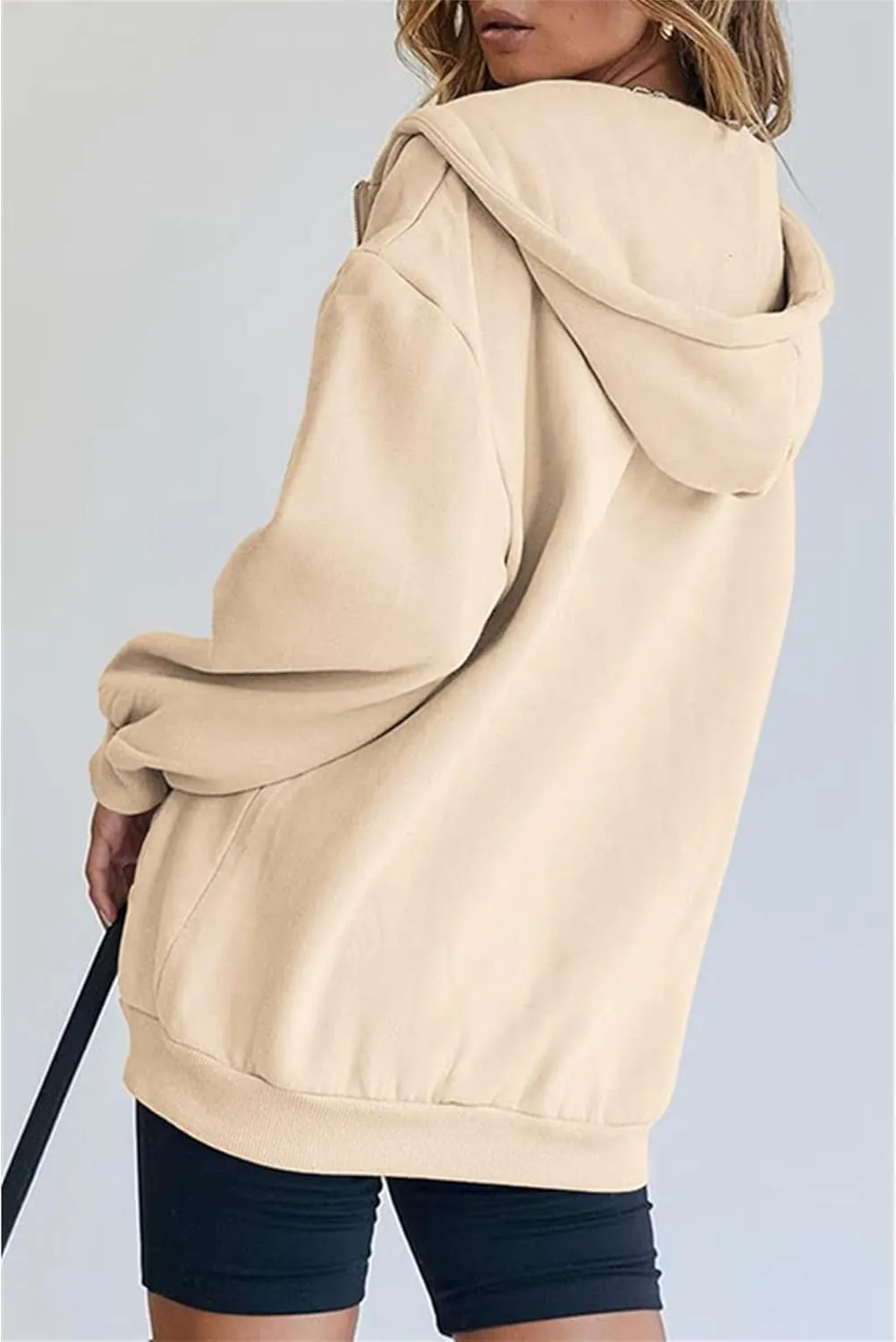 JEsilunmaMY Women's Zip Up Oversized Cute Hoodies Long Sleeve Fall Jacket Sweatshirts Y2K Drawstring Jackets with Pockets