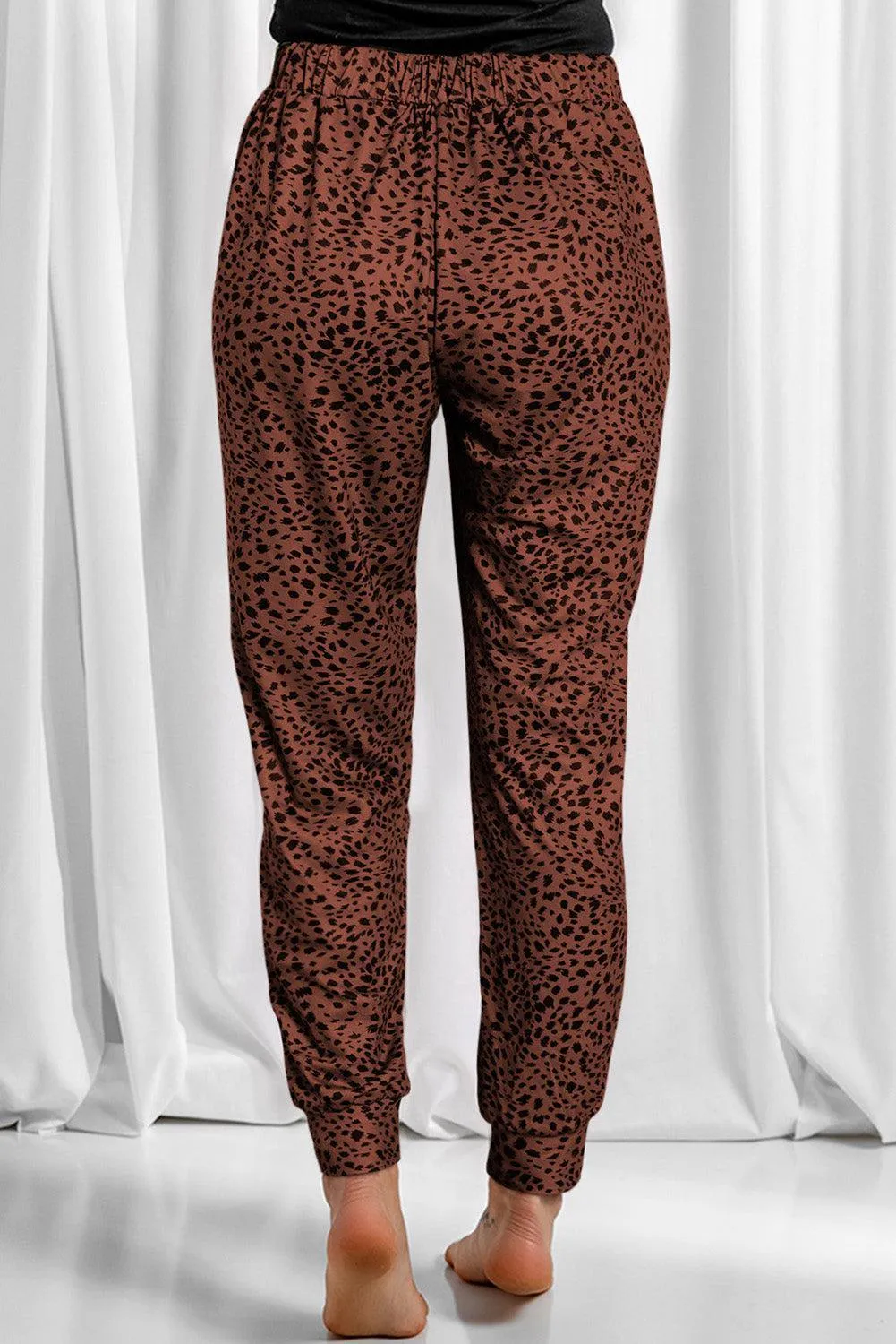 Lounge In Style Drawstring Leopard Print Joggers