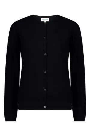 Malachite Yarnsmith Round Neck Cardigan Black