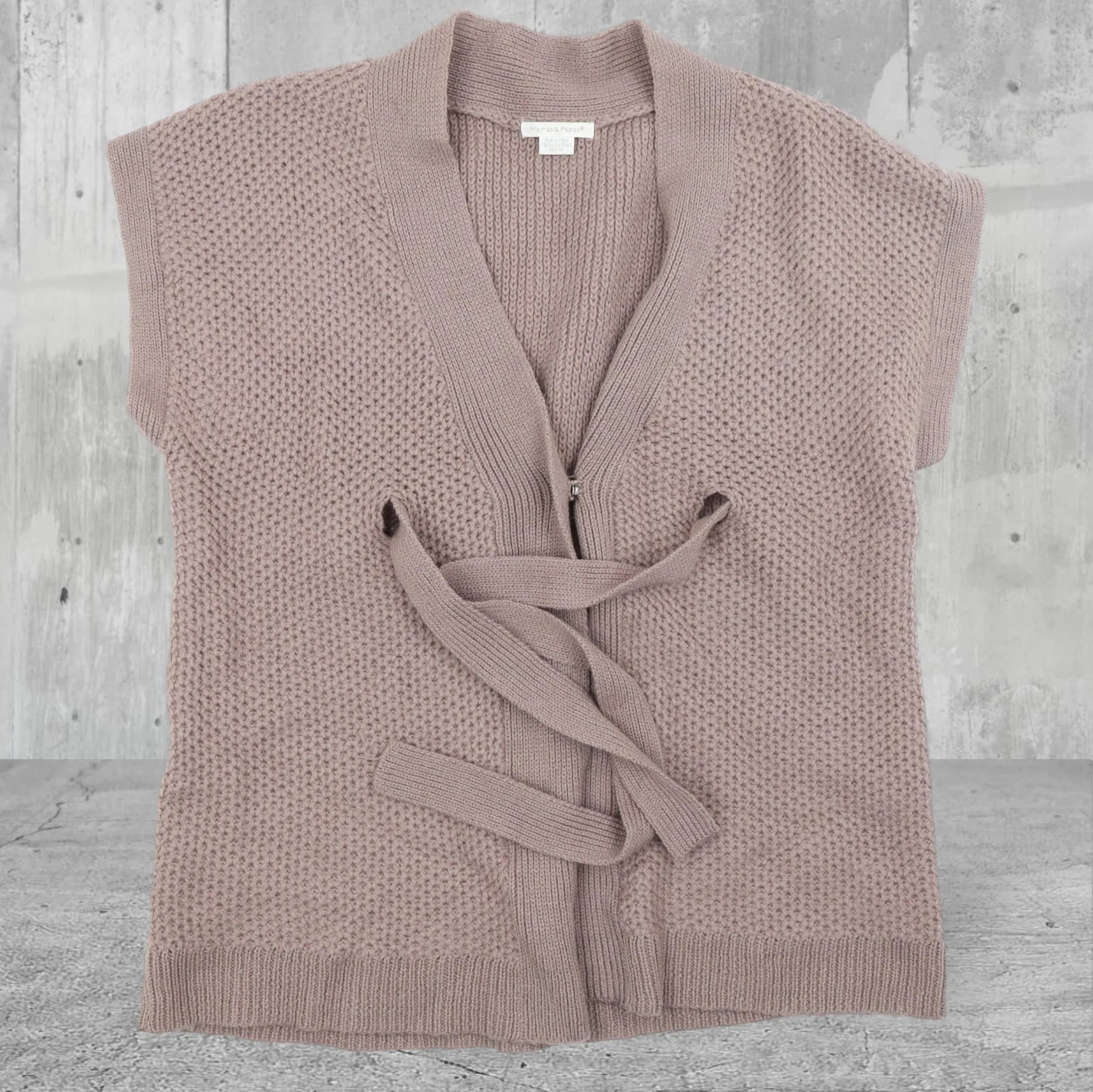 Mamas & Papas Brown Wool Mix Chunky S/S Cardigan - Size Maternity UK 12-14