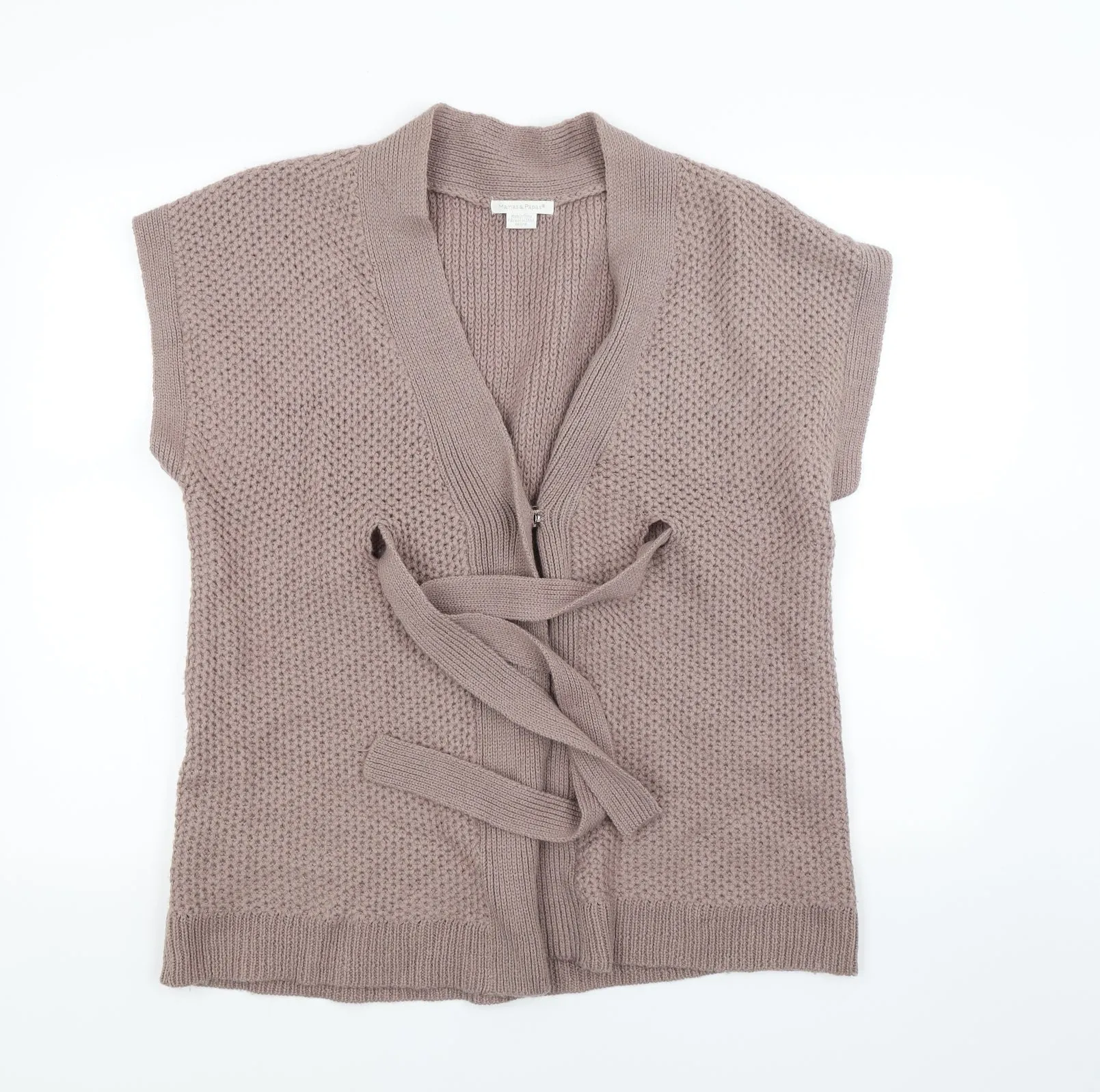 Mamas & Papas Brown Wool Mix Chunky S/S Cardigan - Size Maternity UK 12-14