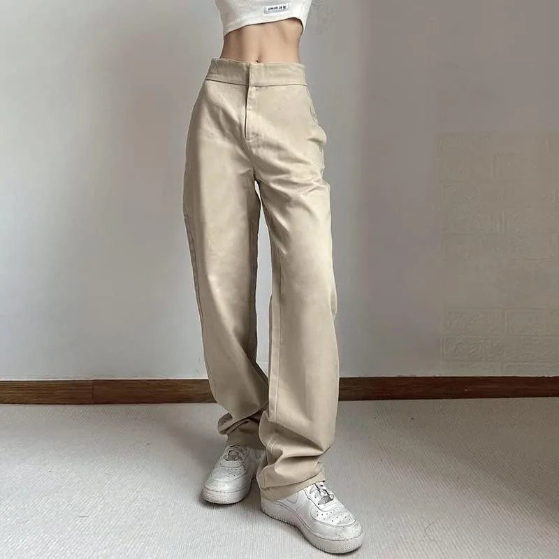 Mandonce Women's Sweatpants Cotton Relaxed Straight-Fit Casual Trousers Fashion High Waist Flap Work Pant