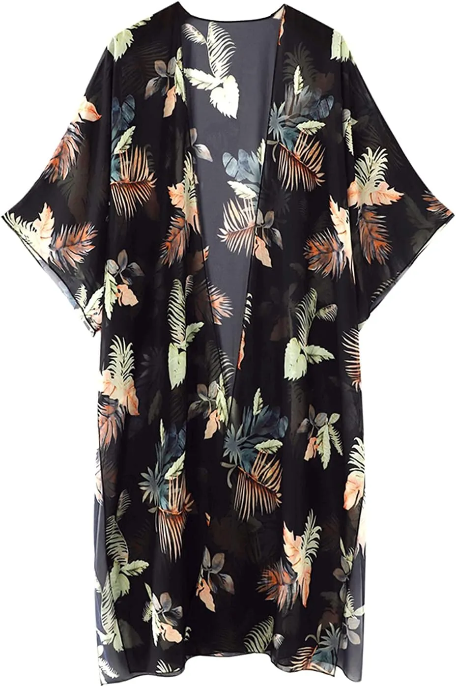 MayBuy Women's Summer Long Flowy Kimono Cardigans Boho Chiffon Beach Cover Up Tops