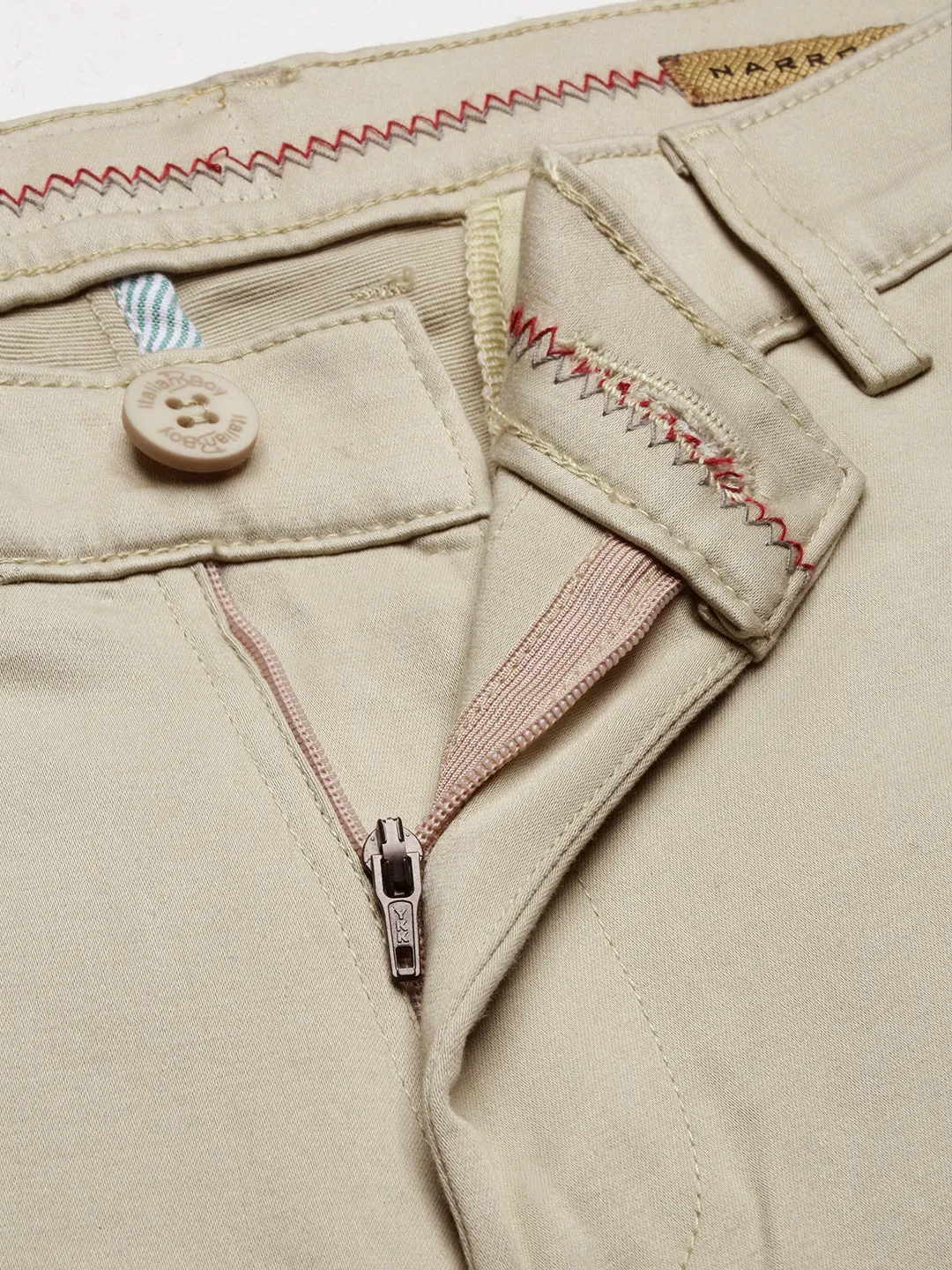 Men Green Solid Slim-Fit Cotton Trousers